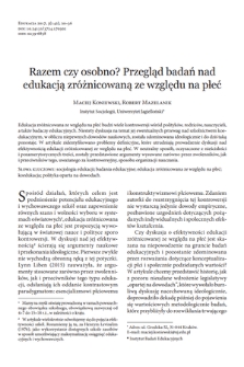 Razem czy osobno? Przegląd badań nad edukacją zróżnicowaną ze względu na płeć