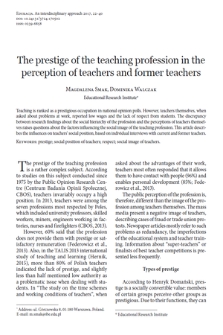 The prestige of the teaching profession in the perception of teachers and former teachers