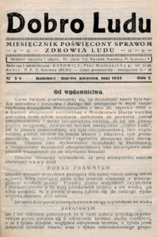 Dobro Ludu : miesięcznik poświęcony sprawom zdrowia ludu. 1932, nr 3-5 |PDF|