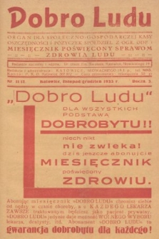 Dobro Ludu : miesięcznik poświęcony sprawom zdrowia ludu. 1933, nr 11/12 |PDF|