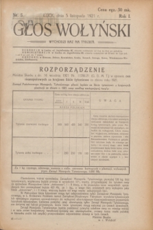 Głos Wołyński : wychodzi raz na tydzień.R.1, nr 5 (5 listopada 1921)