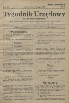 Tygodnik Urzędowy miasta Królewskiej Huty.R.32, nr 7 (20 lutego 1932)