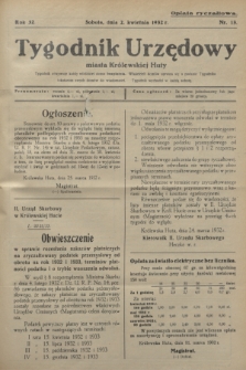 Tygodnik Urzędowy miasta Królewskiej Huty.R.32, nr 13 (2 kwietnia 1932)