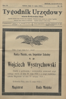 Tygodnik Urzędowy miasta Królewskiej Huty.R.32, nr 19 (14 maja 1932)