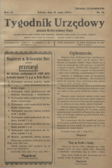 Tygodnik Urzędowy miasta Królewskiej Huty.R.32, nr 20 (21 maja 1932)