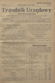 Tygodnik Urzędowy miasta Królewskiej Huty.R.32, nr 21 (28 maja 1932)