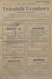 Tygodnik Urzędowy miasta Królewskiej Huty.R.32, nr 24 (18 czerwca 1932)