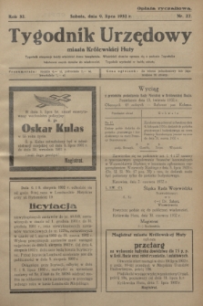 Tygodnik Urzędowy miasta Królewskiej Huty.R.32, nr 27 (9 lipca 1932)