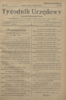 Tygodnik Urzędowy miasta Królewskiej Huty.R.32, nr 30 (30 lipca 1932)
