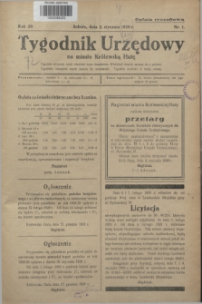 Tygodnik Urzędowy na miasto Królewską Hutę.R.29, nr 1 (5 stycznia 1929)