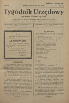 Tygodnik Urzędowy na miasto Królewską Hutę.R.29, nr 4 (26 stycznia 1929)