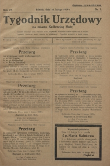 Tygodnik Urzędowy na miasto Królewską Hutę.R.29, nr 7 (16 lutego 1929)
