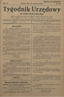 Tygodnik Urzędowy na Miasto Królewską Hutę.R.29, nr 39 (28 września 1929)