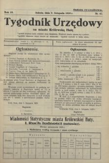 Tygodnik Urzędowy na Miasto Królewską Hutę.R.29, nr 45 (9 listopada 1929)
