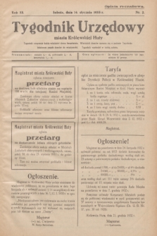 Tygodnik Urzędowy miasta Królewskiej Huty.R.33, nr 2 (14 stycznia 1933)