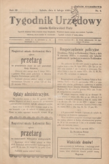 Tygodnik Urzędowy miasta Królewskiej Huty.R.33, nr 4 (4 lutego 1933)