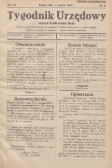 Tygodnik Urzędowy miasta Królewskiej Huty.R.33, nr 8 (11 marca 1933)