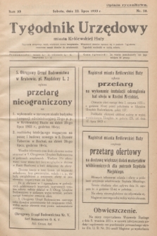 Tygodnik Urzędowy miasta Królewskiej Huty.R.33, nr 20 (22 lipca 1933)