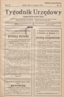 Tygodnik Urzędowy miasta Królewskiej Huty.R.33, nr 22 (19 sierpnia 1933)