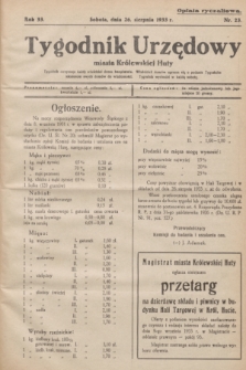 Tygodnik Urzędowy miasta Królewskiej Huty.R.33, nr 23 (26 sierpnia 1933)