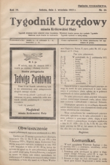 Tygodnik Urzędowy miasta Królewskiej Huty.R.33, nr 24 (2 września 1933)