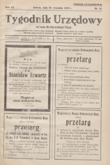 Tygodnik Urzędowy miasta Królewskiej Huty.R.33, nr 27 (30 września 1933)