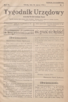 Tygodnik Urzędowy miasta Królewskiej Huty.R.34, nr 7 (24 marca 1934)