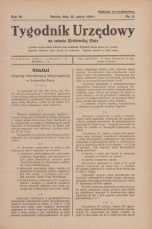 Tygodnik Urzędowy na miasto Królewską Hutę.R.30, nr 12 (22 marca 1930)