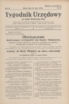 Tygodnik Urzędowy na miasto Królewską Hutę.R.30, nr 13 (29 marca 1930)