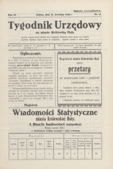 Tygodnik Urzędowy na miasto Królewską Hutę.R.30, nr 15 (12 kwietnia 1930)