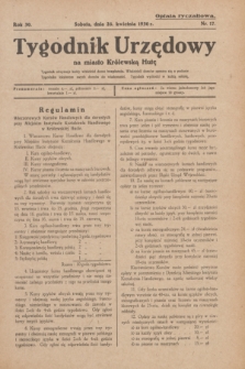 Tygodnik Urzędowy na miasto Królewską Hutę.R.30, nr 17 (26 kwietnia 1930)