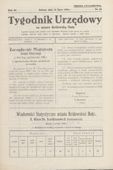 Tygodnik Urzędowy na miasto Królewską Hutę.R.30, nr 28 (12 lipca 1930)