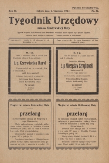 Tygodnik Urzędowy miasta Królewskiej Huty.R.30, nr 36 (6 września 1930)