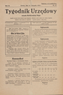 Tygodnik Urzędowy miasta Królewskiej Huty.R.30, nr 47 (22 listopada 1930)