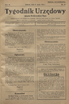 Tygodnik Urzędowy miasta Królewskiej Huty.R.31, nr 18 (9 maja 1931)