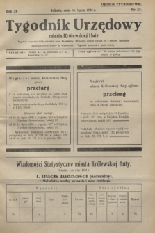 Tygodnik Urzędowy miasta Królewskiej Huty.R.31, nr 27 (11 lipca 1931)