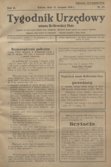 Tygodnik Urzędowy miasta Królewskiej Huty.R.31, nr 33 (22 sierpnia 1931)
