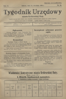 Tygodnik Urzędowy miasta Królewskiej Huty.R.31, nr 36 (12 września 1931)