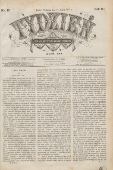 Tydzień Literacki, Artystyczny, Naukowy i Społeczny. R.3, T.3, nr 12 (19 marca 1876)