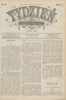 Tydzień Literacki, Artystyczny, Naukowy i Społeczny. R.3, T.4, nr 11 (12 listopada 1876)