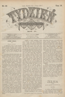 Tydzień Literacki, Artystyczny, Naukowy i Społeczny. R.4, T.4, nr 22 (4 lutego 1877)