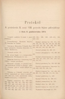 [Kadencja VIII, sesja II, pos. 4] Protokoły z II. Sesyi VIII. Peryodu Sejmu Krajowego Królestwa Galicyi i Lodomeryi z Wielkiem Księstwem Krakowskiem w roku 1904. T.1. Protokół 4