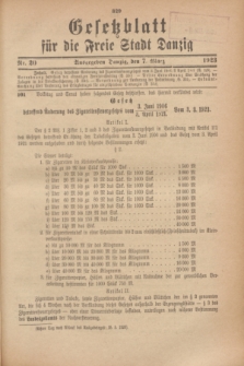 Gesetzblatt für die Freie Stadt Danzig.1923, Nr. 20 (7 März)