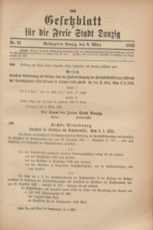 Gesetzblatt für die Freie Stadt Danzig.1923, Nr. 21 (8 März)