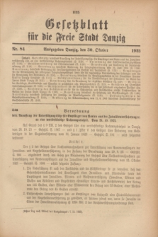 Gesetzblatt für die Freie Stadt Danzig.1923, Nr. 84 (30 Oktober)