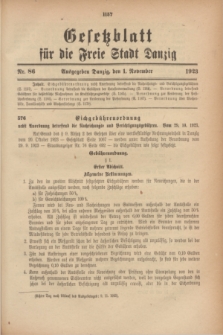 Gesetzblatt für die Freie Stadt Danzig.1923, Nr. 86 (1 November)