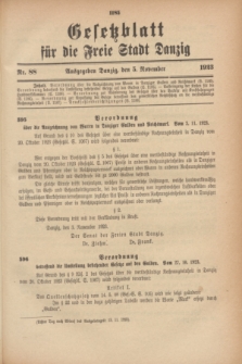 Gesetzblatt für die Freie Stadt Danzig.1923, Nr. 88 (5 November)