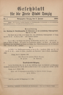 Gesetzblatt für die Freie Stadt Danzig.1924, Nr. 1 (5 Januar)
