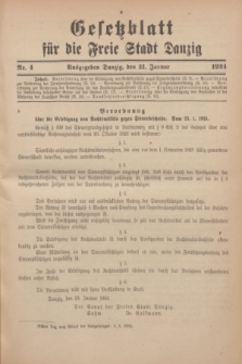 Gesetzblatt für die Freie Stadt Danzig.1924, Nr. 4 (31 Januar)