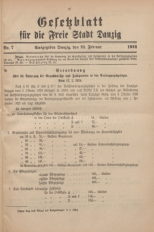 Gesetzblatt für die Freie Stadt Danzig.1924, Nr. 7 (23 Februar)
